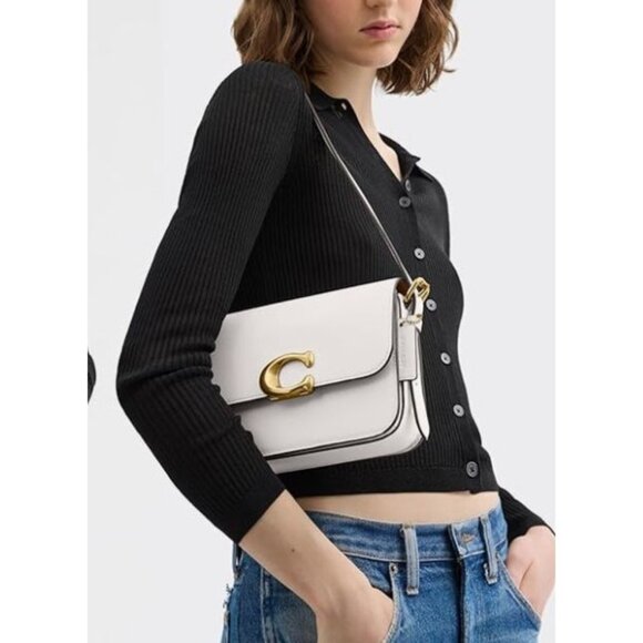 NEW!!! Coach White/Chalk Leather Sage Shoulder Bag/Crossbody with Adjustable Str - Picture 4 of 11